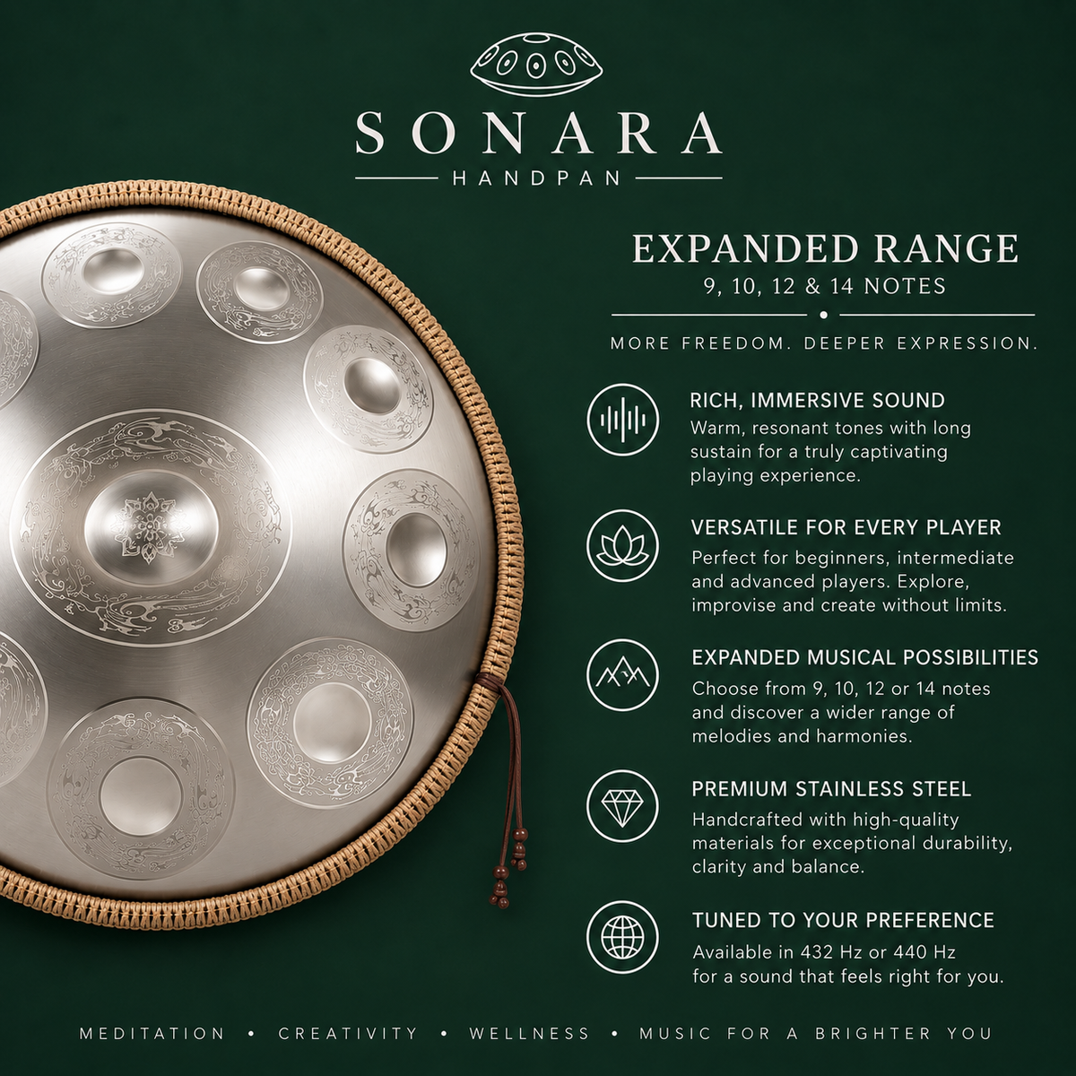 D Kurd | The Elara Handpan | 9, 10, 12 & 14 Notes