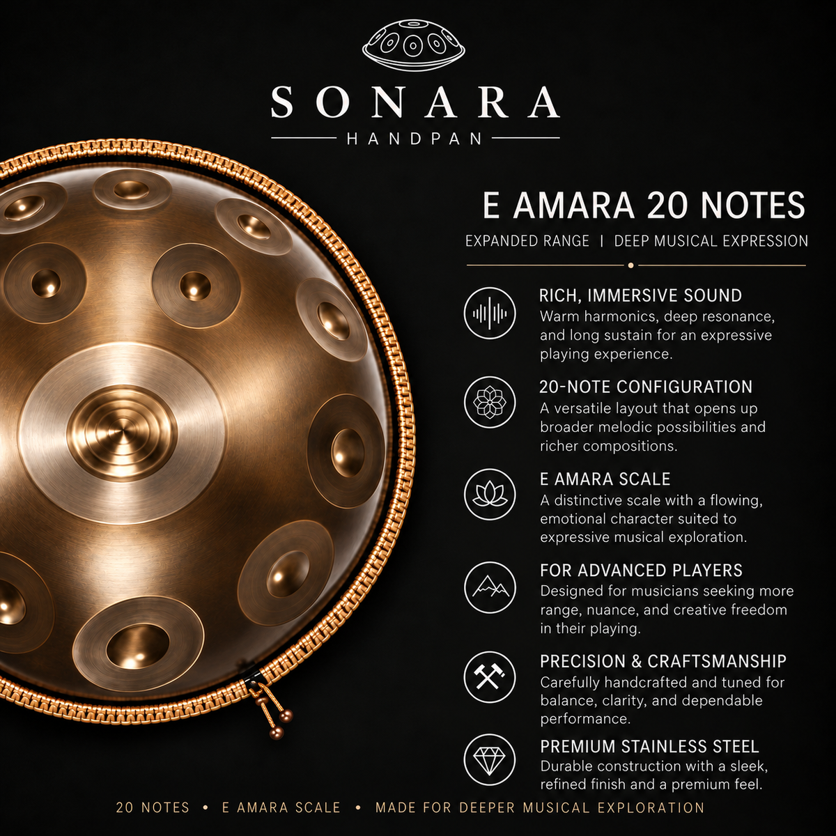 E Amara | 20 Notes | Stainless Steel | Kaelis Handpan