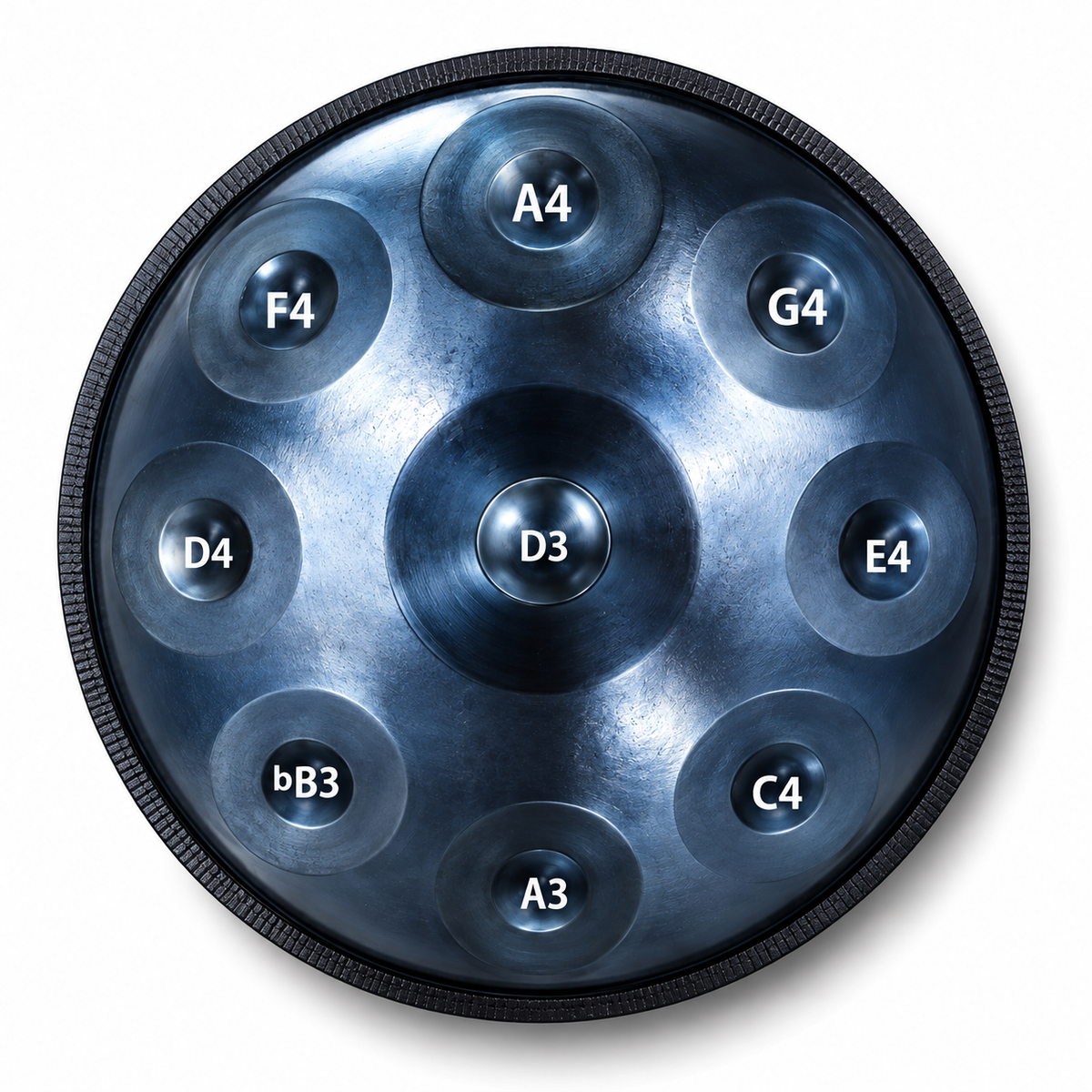 The Azure Handpan – D Kurd | 9, 10 & 12 Notes