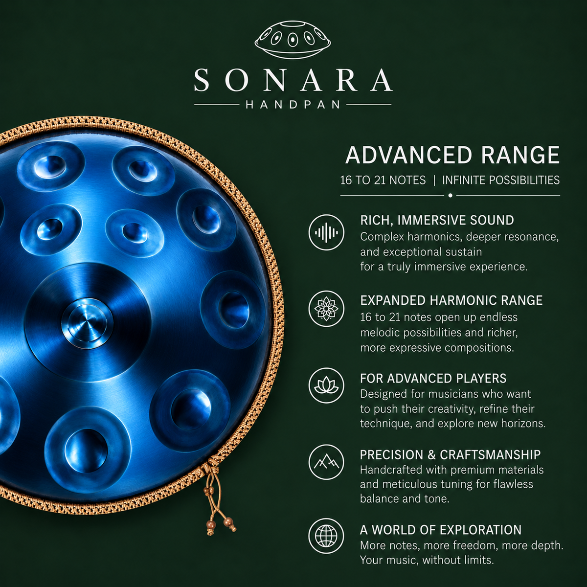 The Cobalt Handpan – D Kurd | 18 Notes